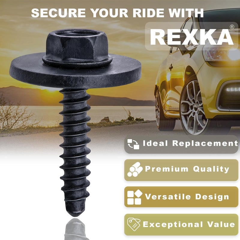 Rexka 10 pcs Fender Liner Bumper Cover Splash Shield Wheelhouse Liner Bolt Screw Compatible with GM 11570498 Chevrolet Camaro Colorado Corvette Cruze Equinox Silverado Malibu Traverse Cadilac Buick - Image 5
